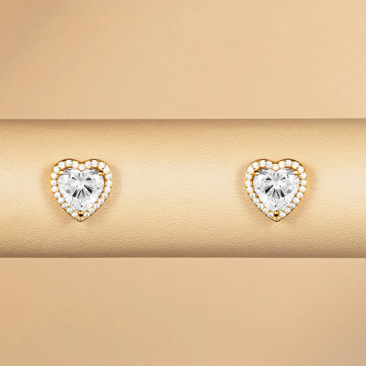 Golden Heart Stud Earrings