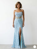 Skyline Shimmer Slit Gown