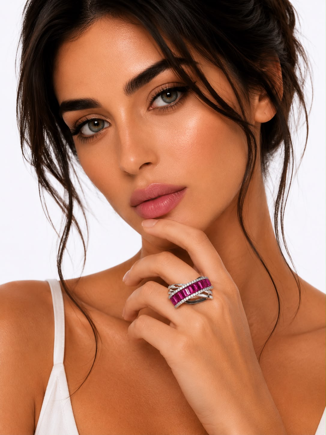 Ruby Radiance Crossover Ring