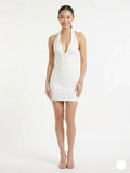 Chalk White Halter Neck Mini