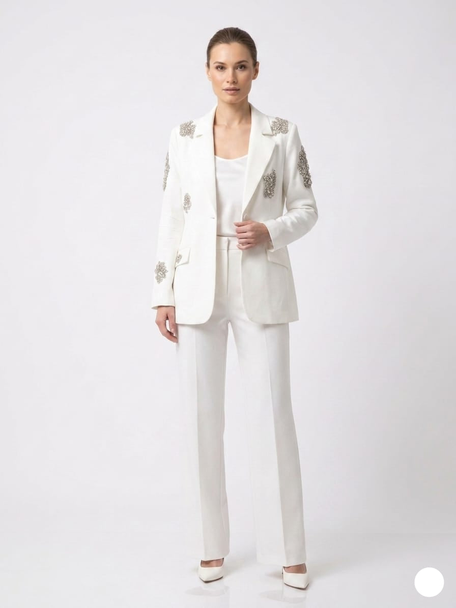 White Orchid Embellished Blazer & Trouser Set