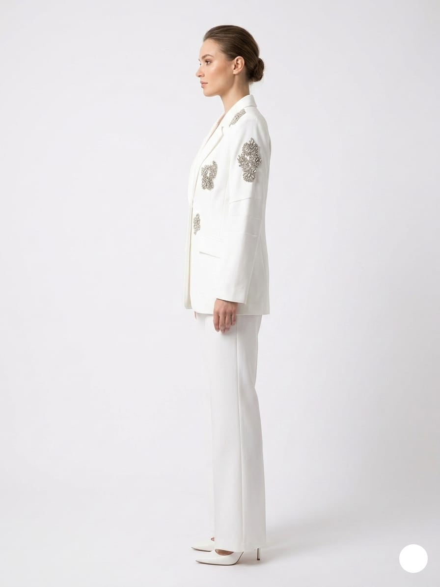 White Orchid Embellished Blazer & Trouser Set