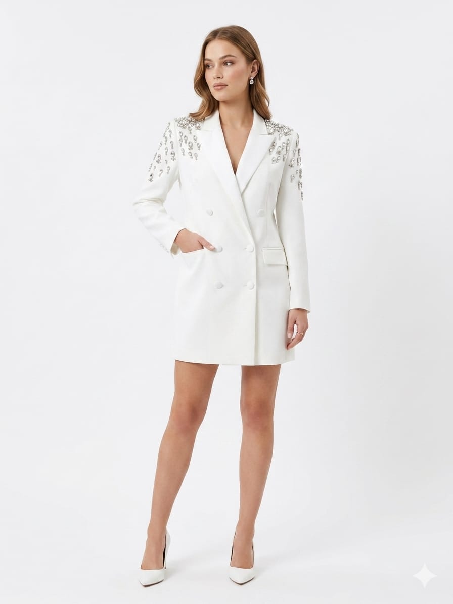 Crystal Embellished Blazer Mini Dress