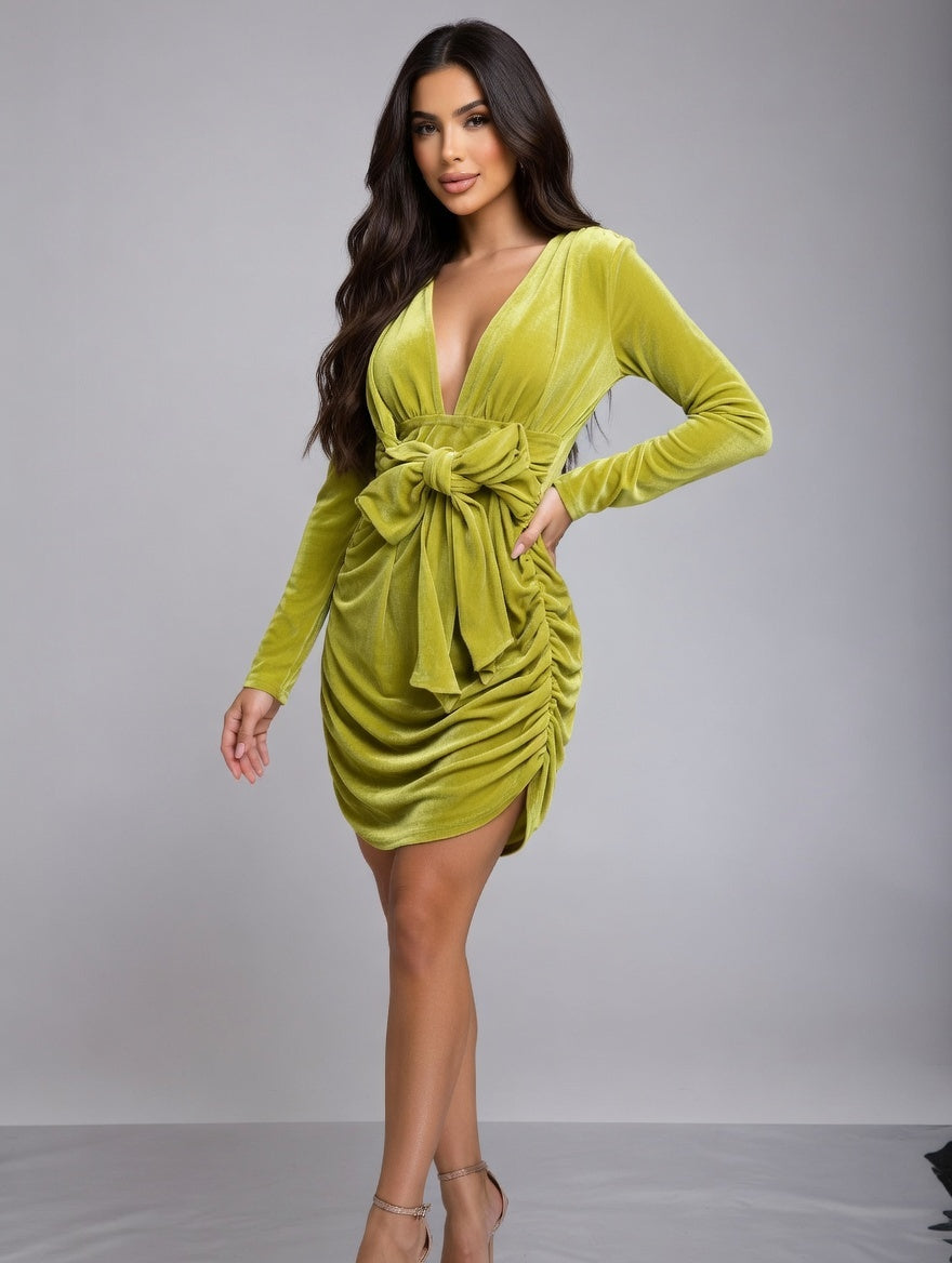 Sunset Glow Ruched Mini Dress