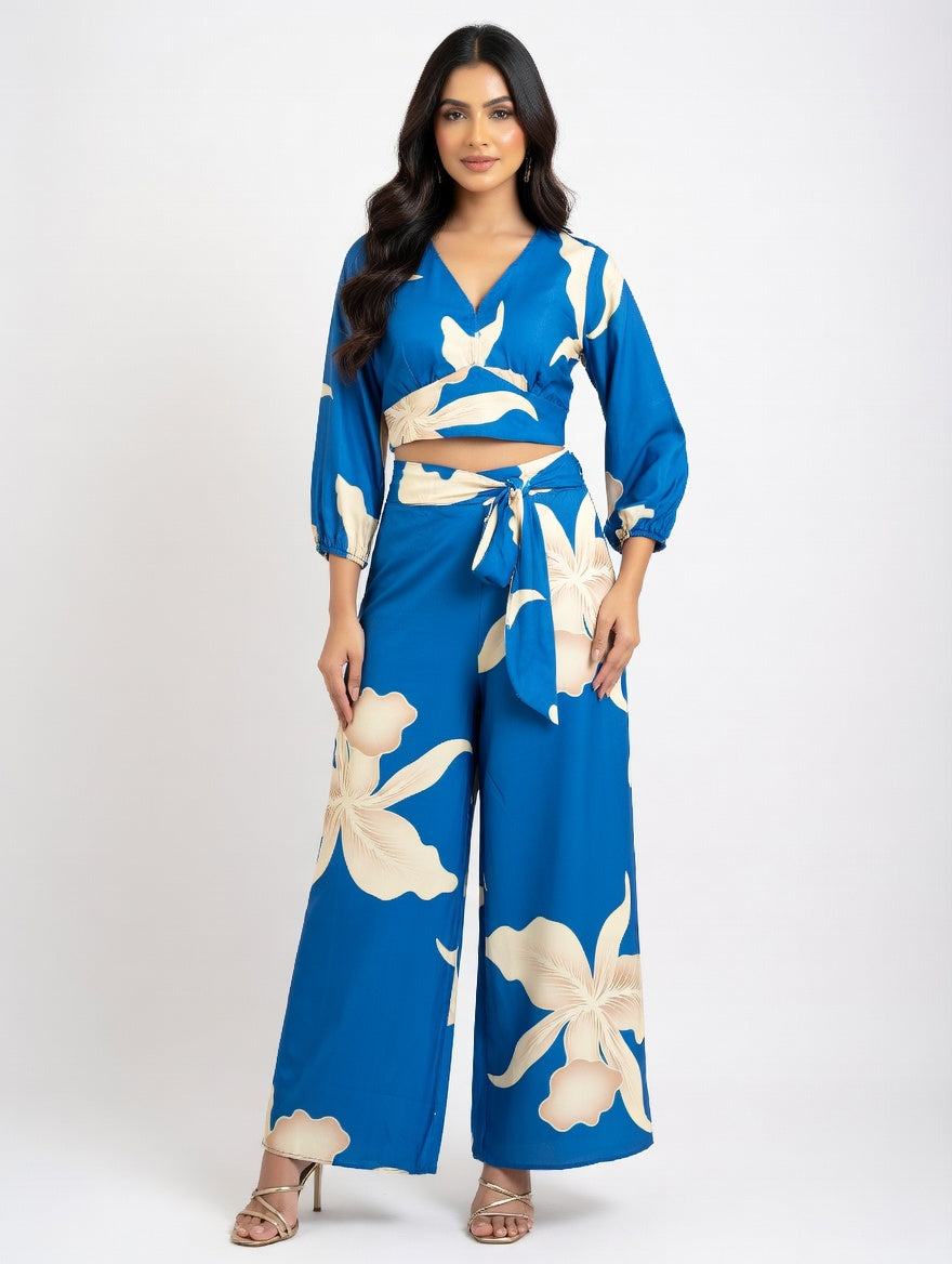 Sky Bloom Wrap Co‑Ord