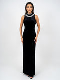 Crystal‑Edge Noir Evening Gown