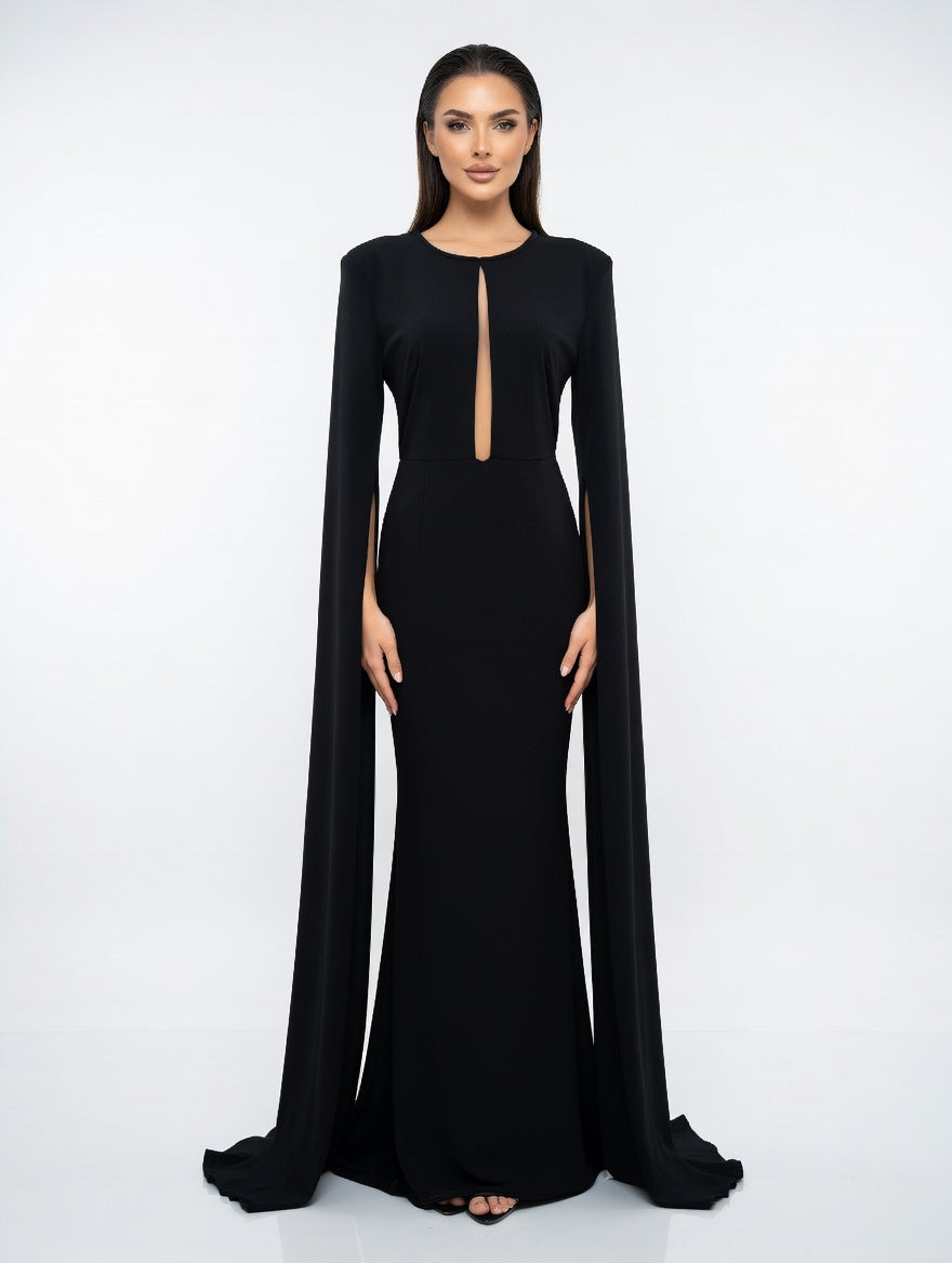 Black Monarch Cape Gown