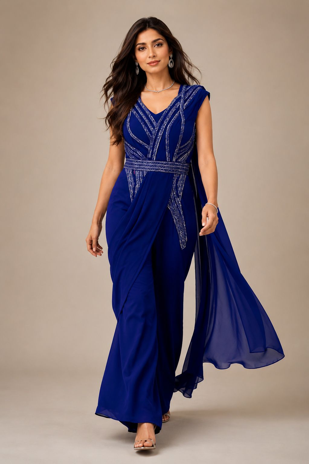 Royal Azure Luxury Fusion Dress