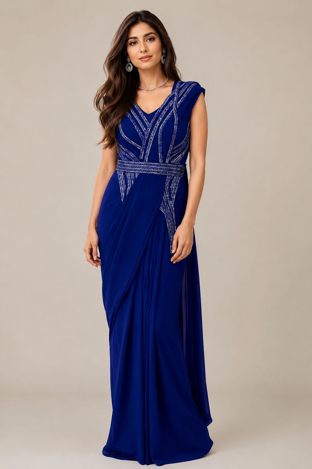 Royal Azure Luxury Fusion Dress