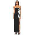 Ebon Elegance Ribbon Slit Dress