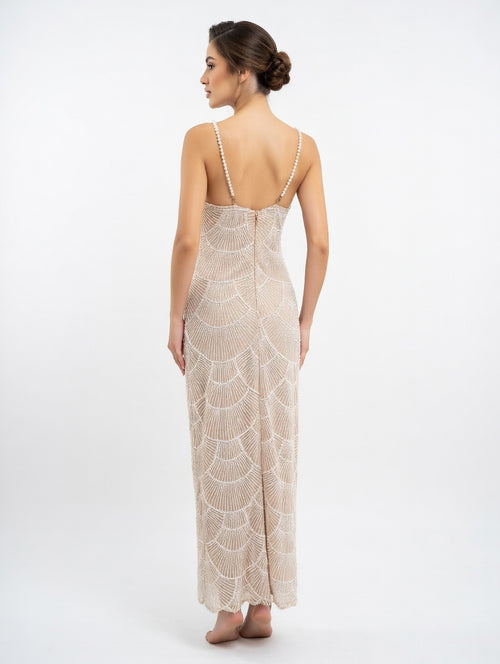 Champagne Radiance Beaded Gown