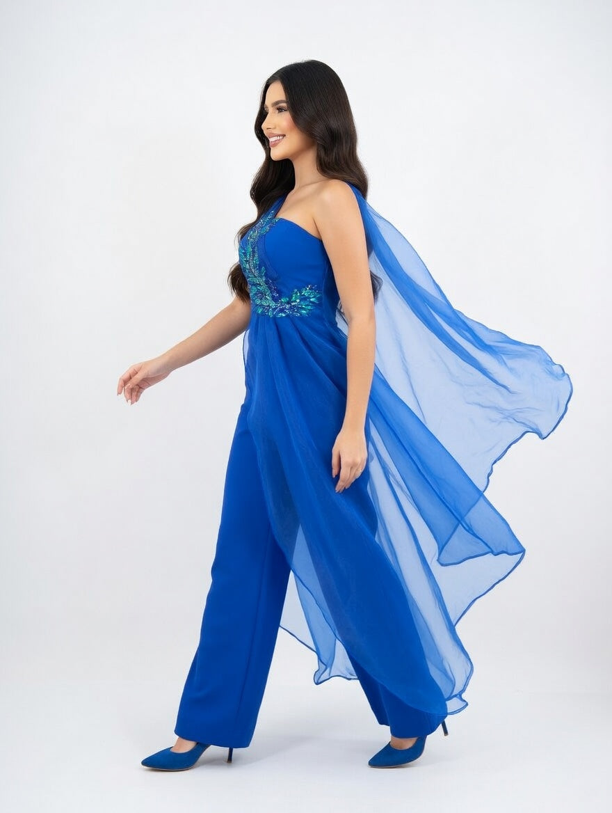 Sapphire Dream One-Shoulder Jumpsuit