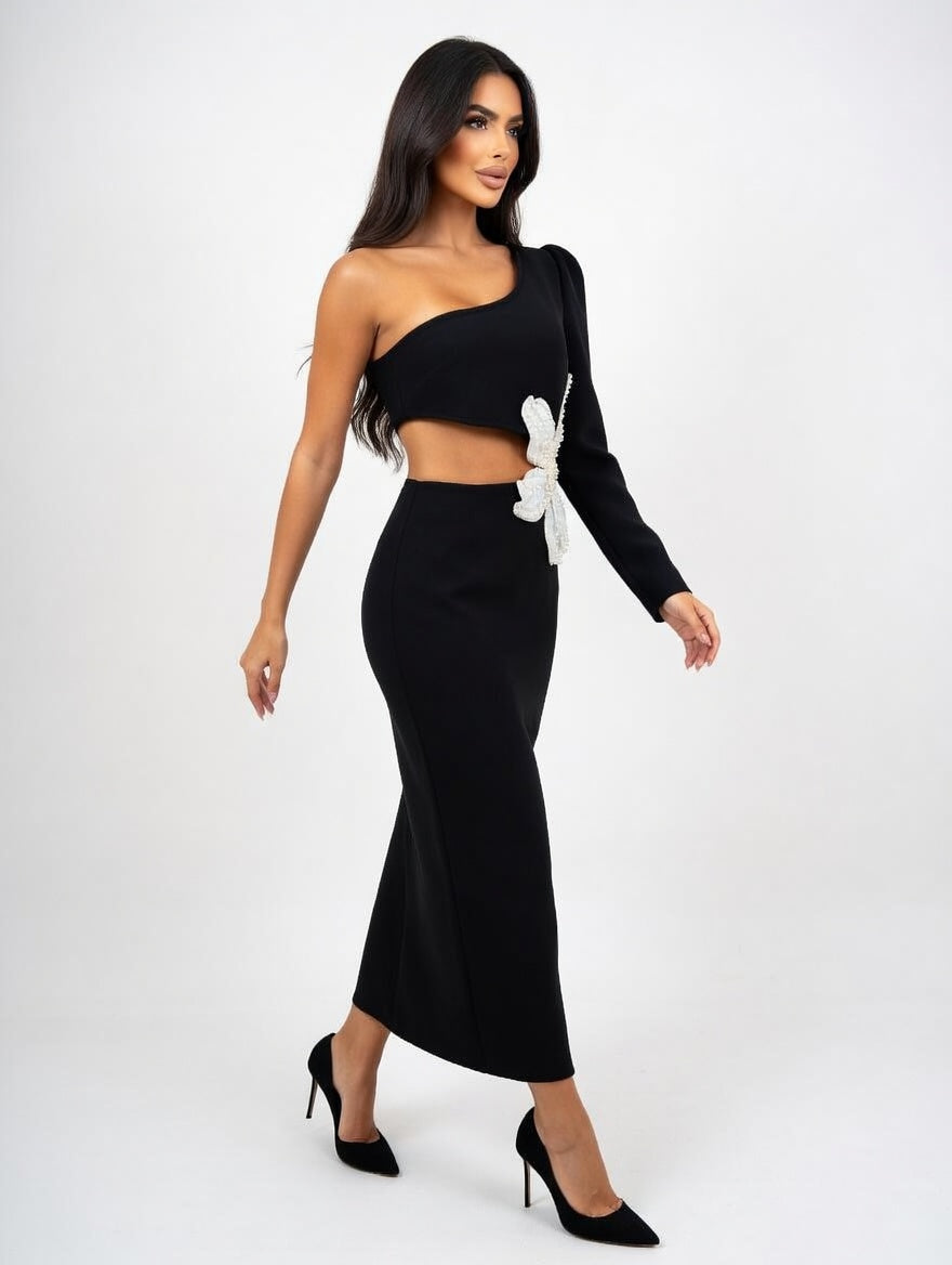 Pearl Flora Asymmetric Gown