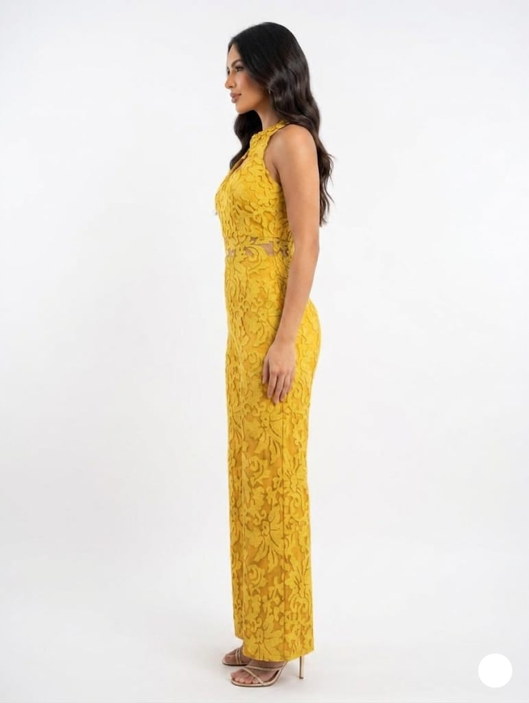 Saffron Floral Lace Wide-Leg Jumpsuit