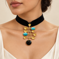 Turquoise Geometric Ribbon Necklace – Anaqa — model image