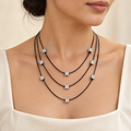 Silver Cube Layered Necklace – Anaqa — model image