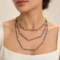 Black Layered Station Necklace – Anaqa — model image