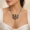 Blue Sunburst Pendant Necklace – Anaqa — model image