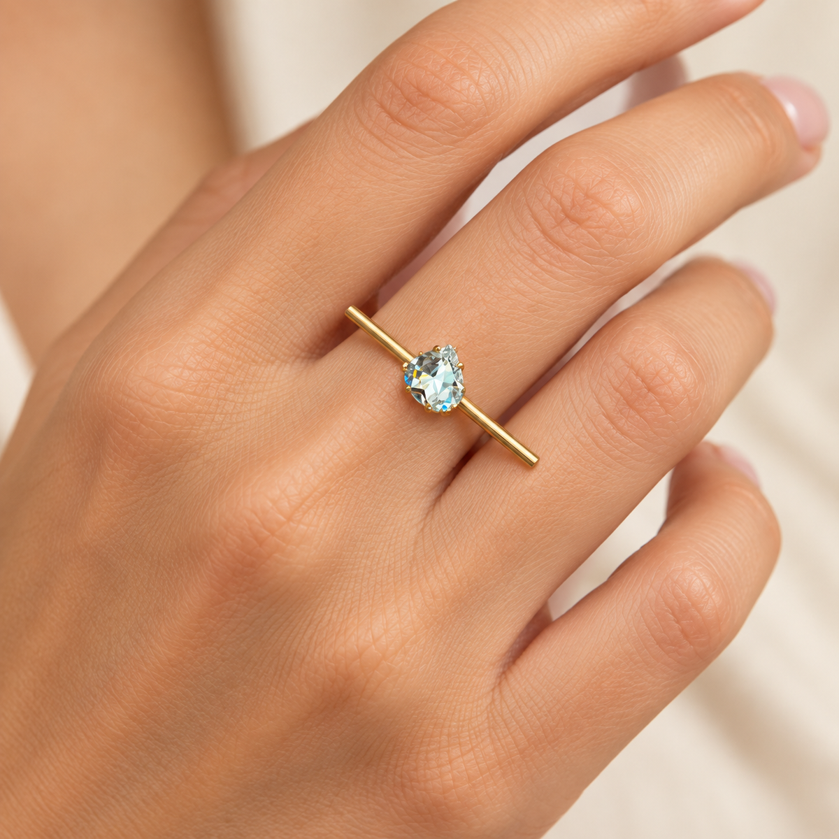 Crystal Solitaire Open Ring – Anaqa — model image
