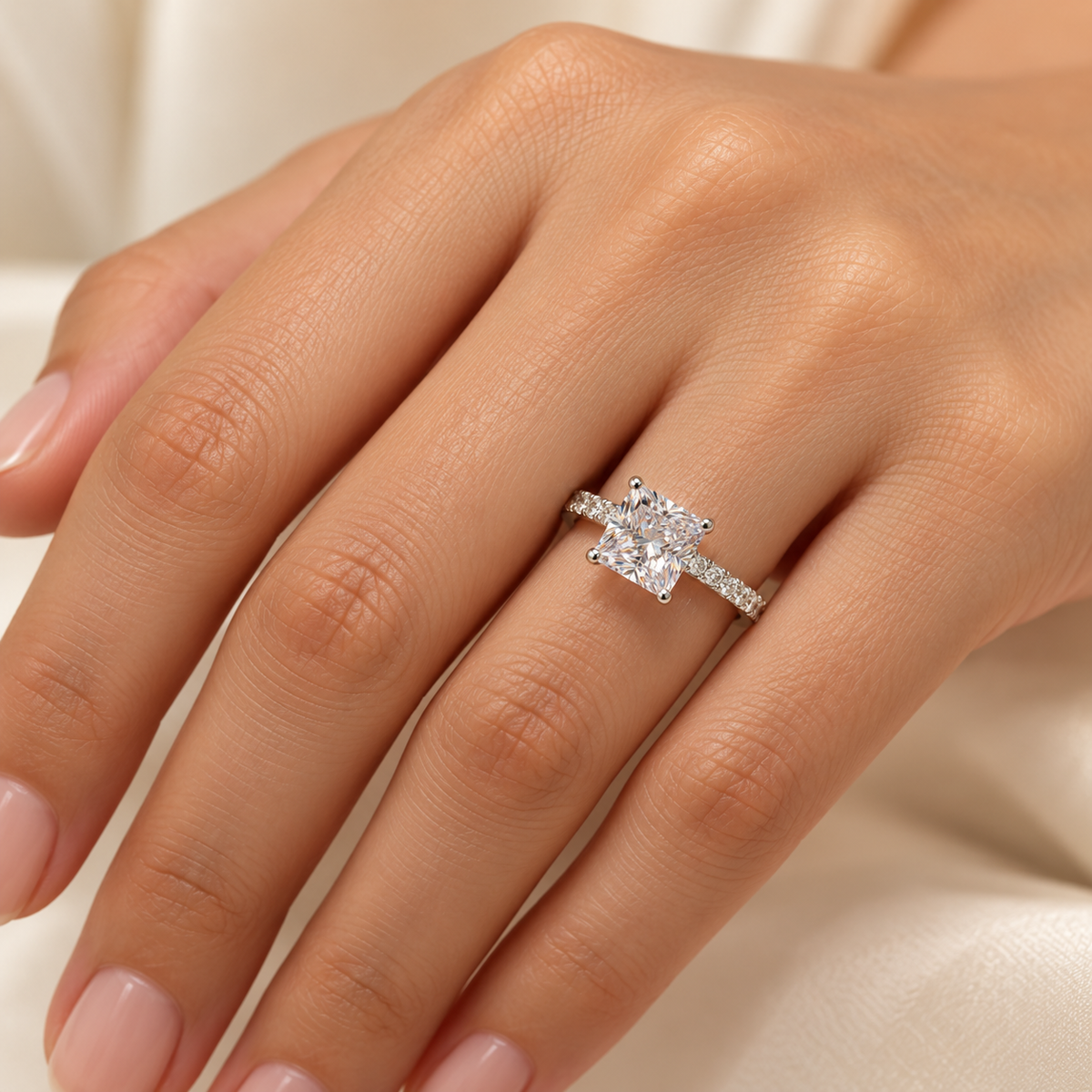 Square Solitaire Ring – Anaqa — model image