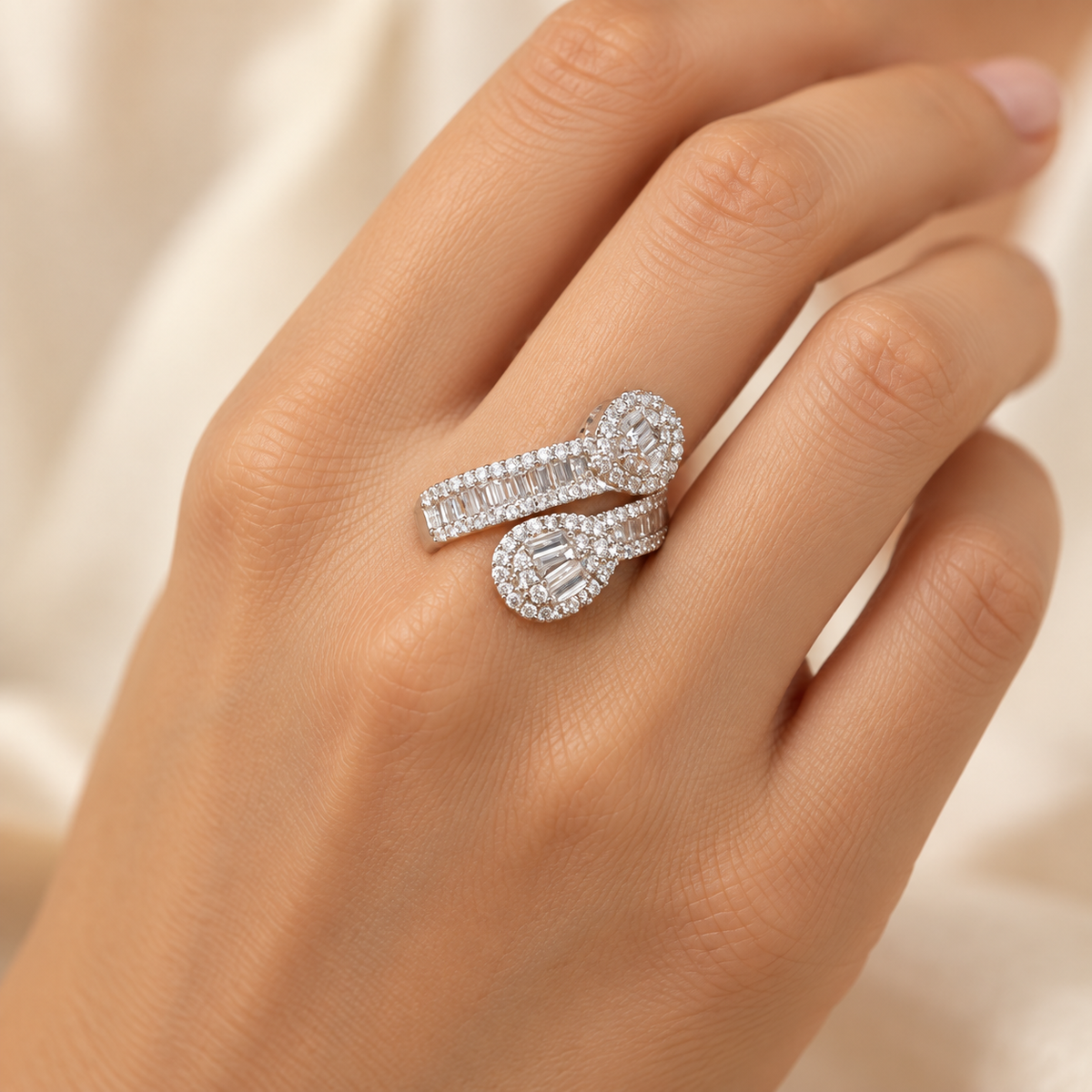 Crystal Twin Bloom Ring – Anaqa — model image