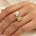 Golden Round Solitaire Ring – Anaqa — model image