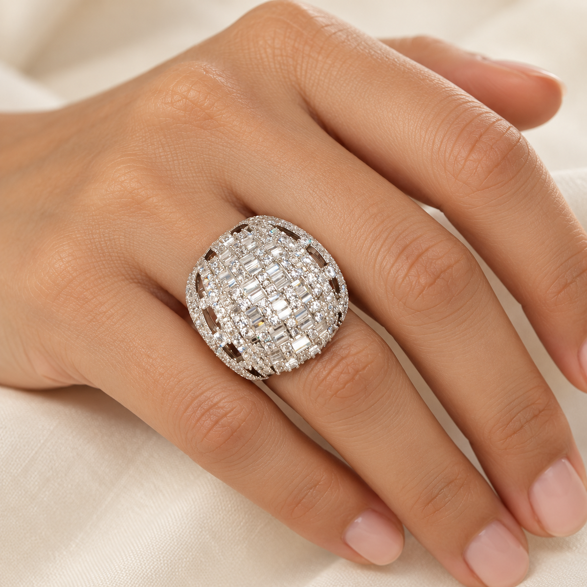 Crystal Mosaic Wide Ring – Anaqa — model image