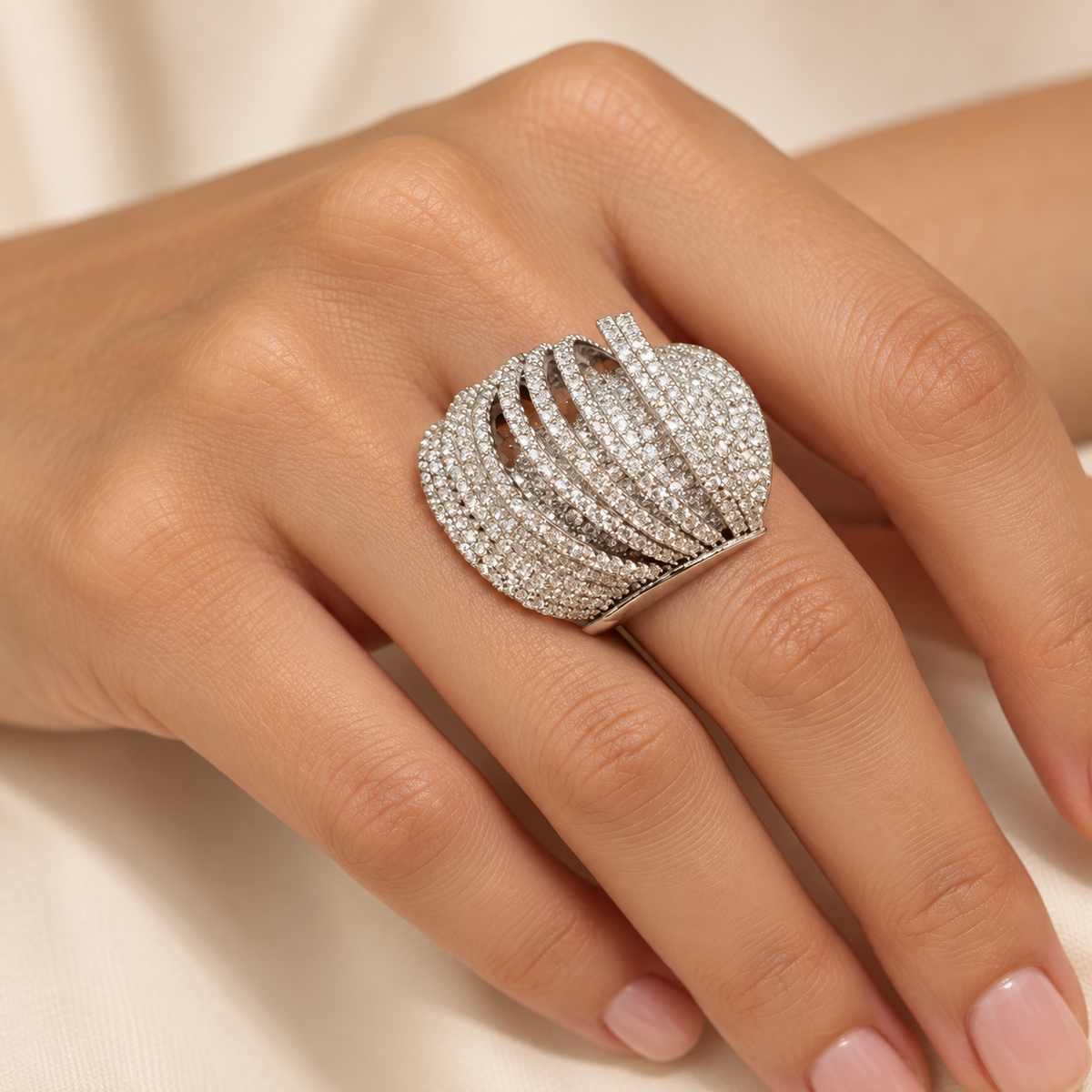 Crystal Layered Dome Ring – Anaqa — model image