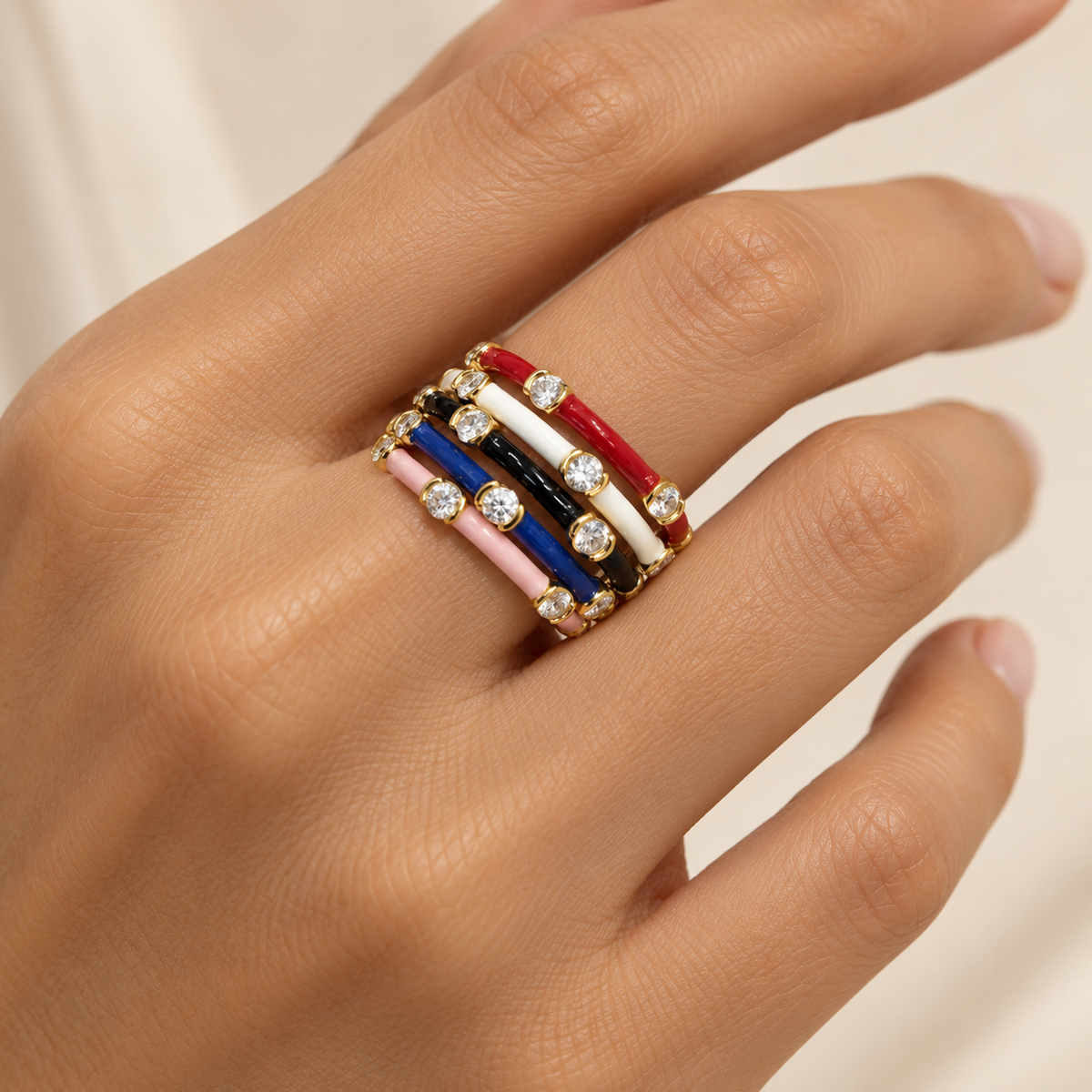 Colourful Enamel Ring – Anaqa — model image