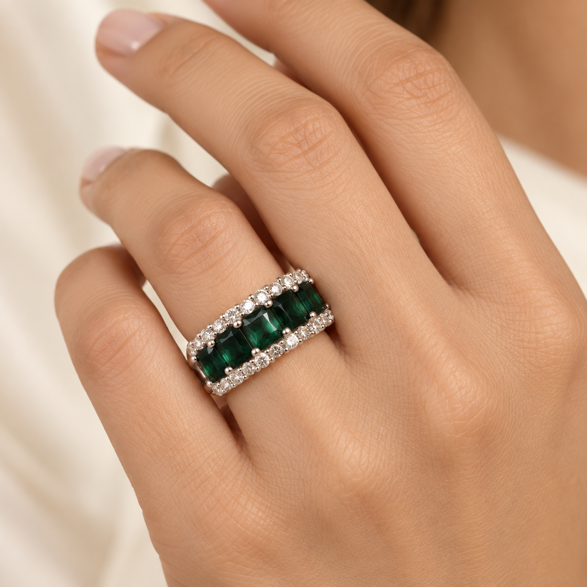 Emerald Multi-Stone Ring – Anaqa — model image