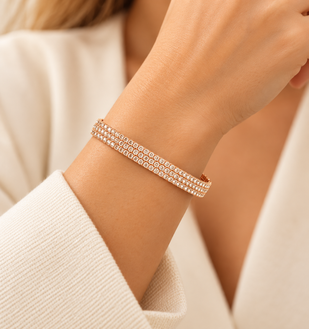 Rose Crystal Open Cuff – Anaqa on model