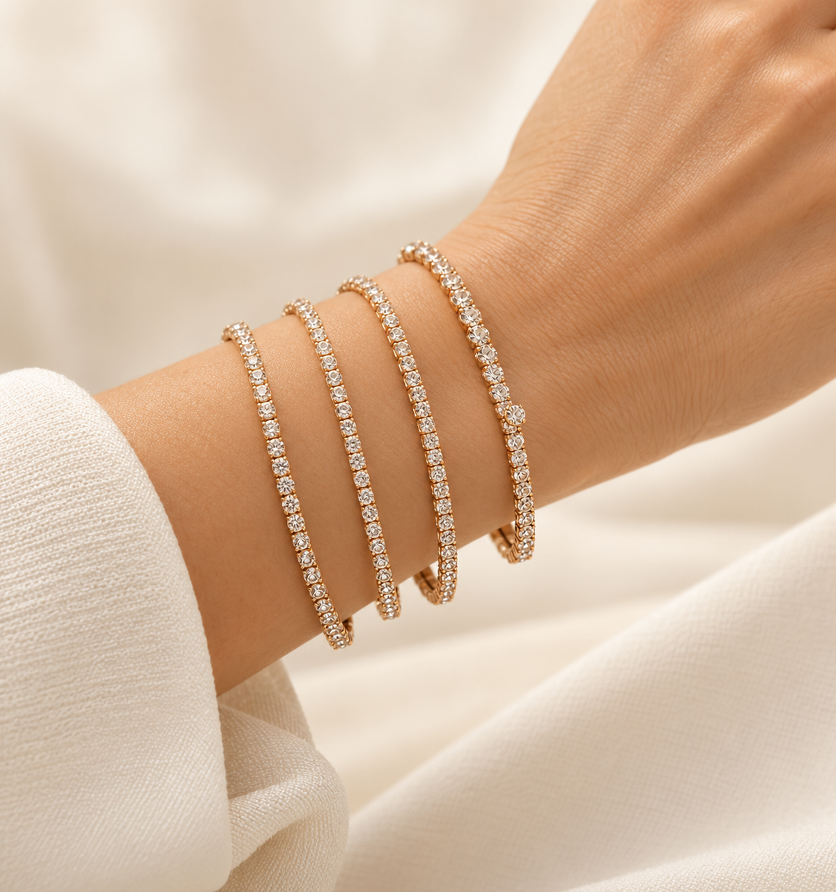 Rose Crystal Bangles – Anaqa on model