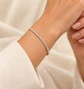 Golden Slim Tennis Bracelet – Anaqa on model