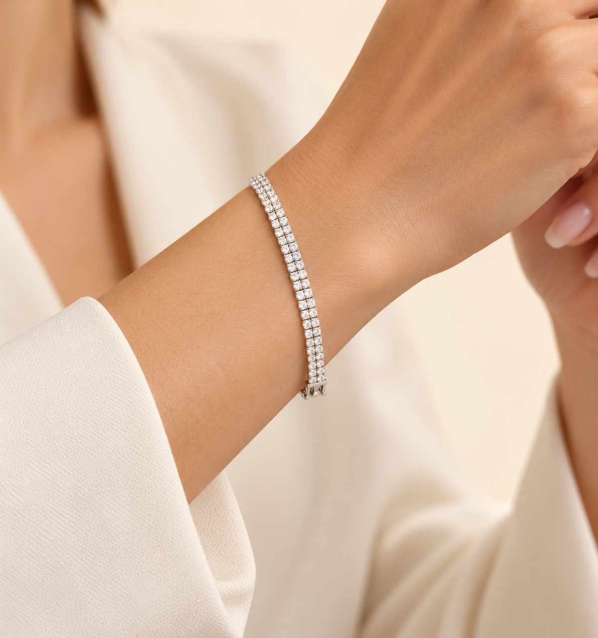 Twin-Line Crystal Bracelet – Anaqa on model
