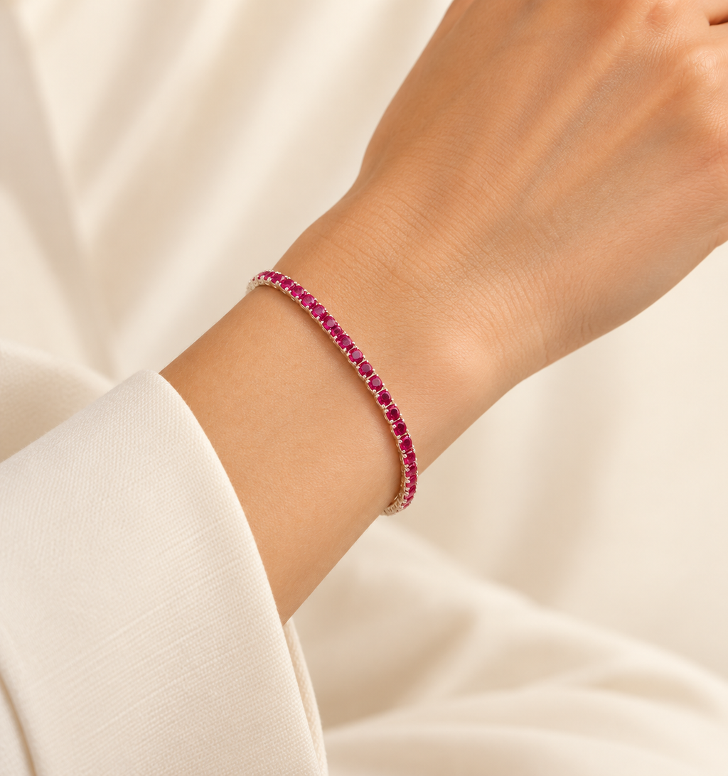 Rose Slim Tennis Bracelet – Anaqa on model
