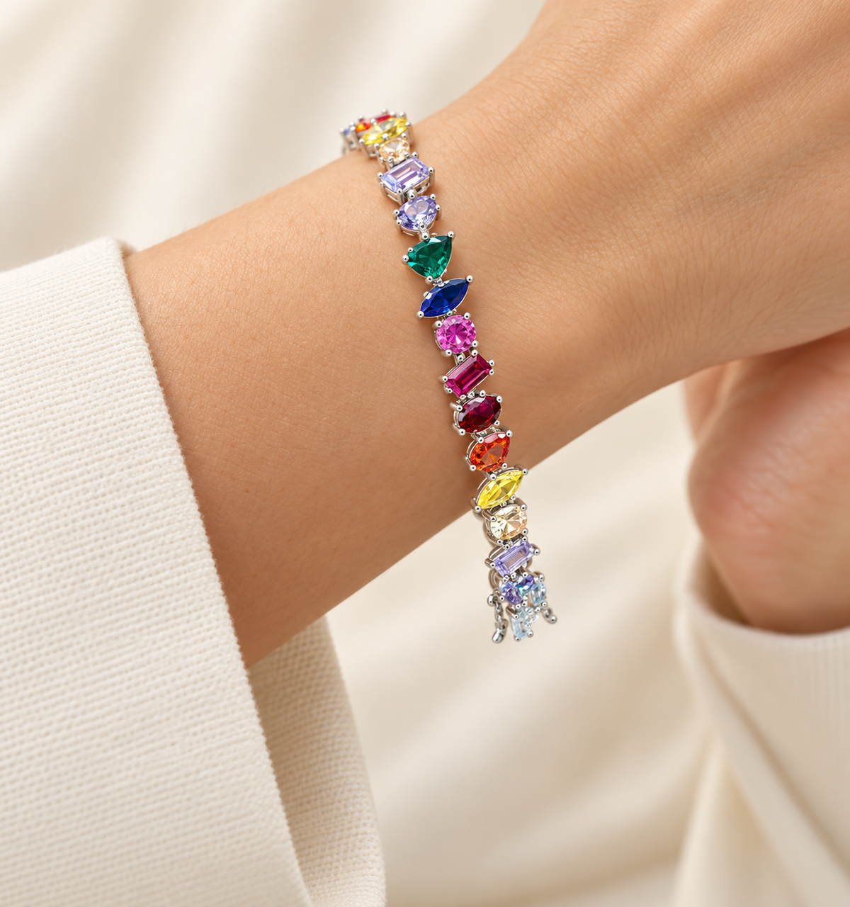 Rainbow Crystal Bracelet – Anaqa on model
