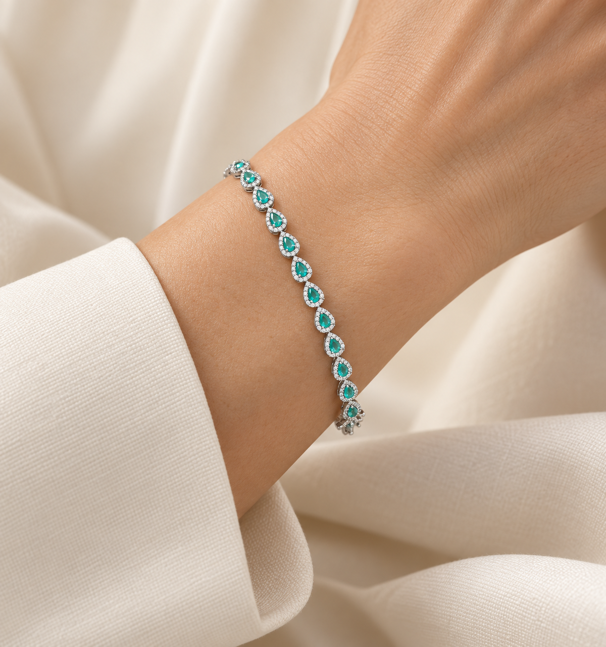 Turquoise Halo Tennis Bracelet – Anaqa on model