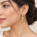 Rainbow Crystal Hoop Earrings by Anaqa — model image