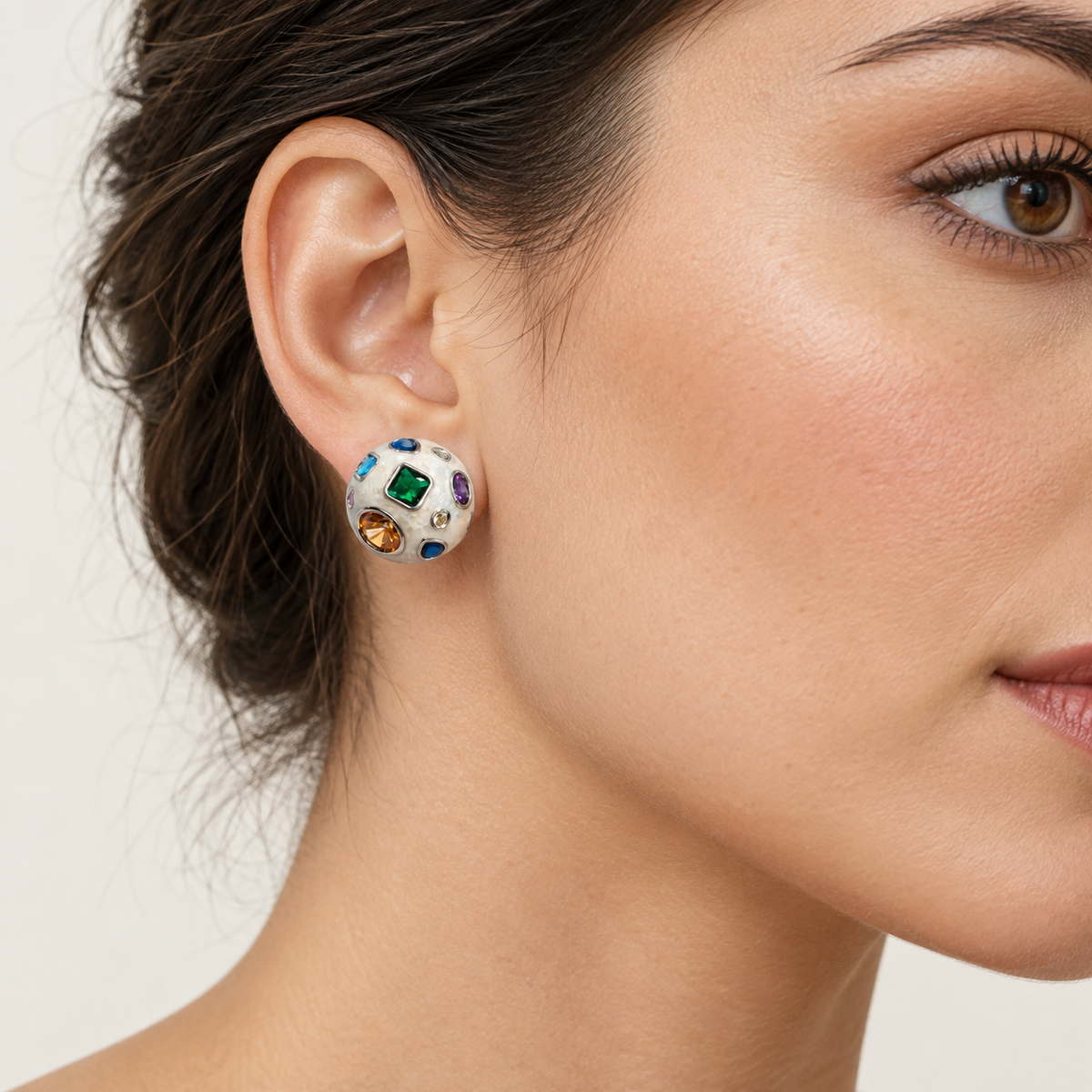 Multicolour Dome Earrings – Anaqa — model image