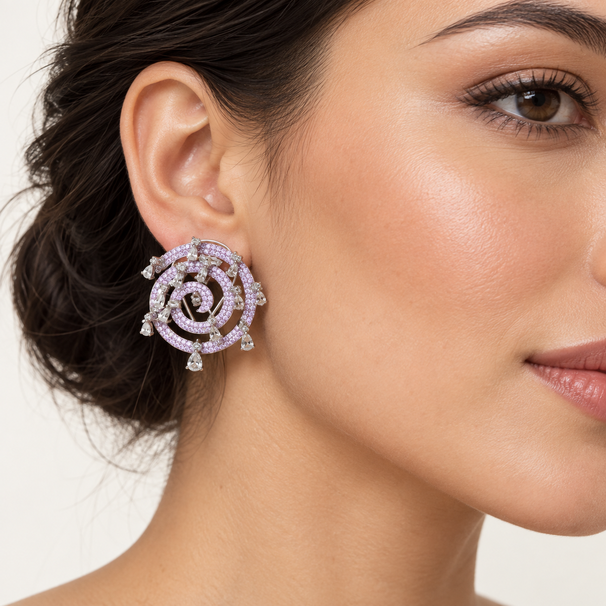 Lavender Swirl Earrings – Anaqa — model image