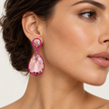 Pink Teardrop Statement Earrings – Anaqa — model image