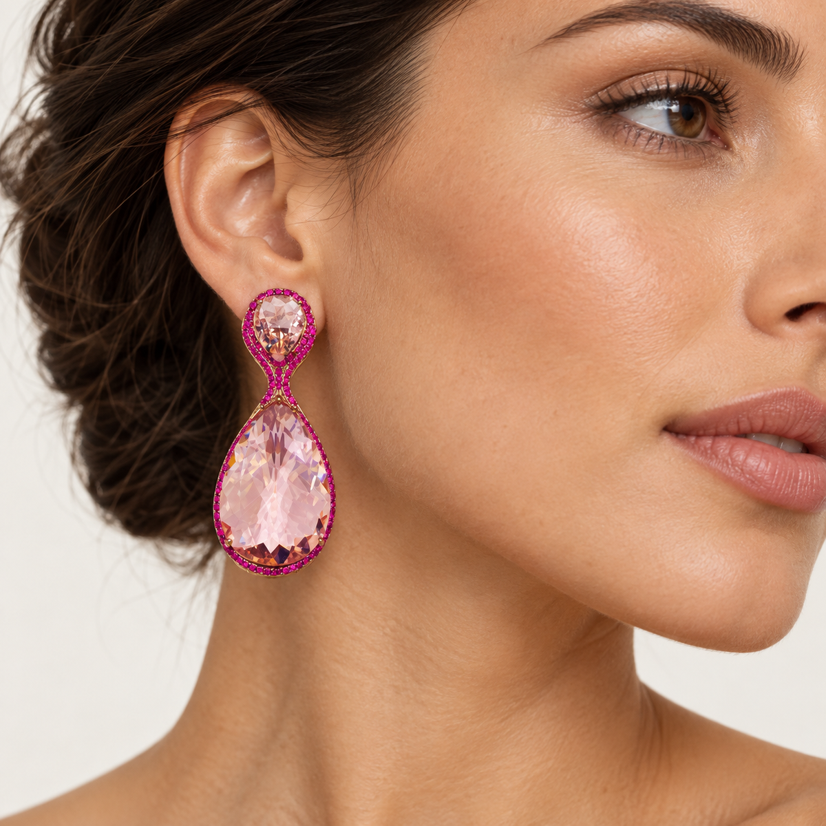 Pink Teardrop Statement Earrings – Anaqa — model image