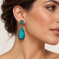 Turquoise Teardrop Statement Earrings – Anaqa — model image