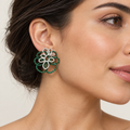 Emerald Floral Earrings – Anaqa — model image