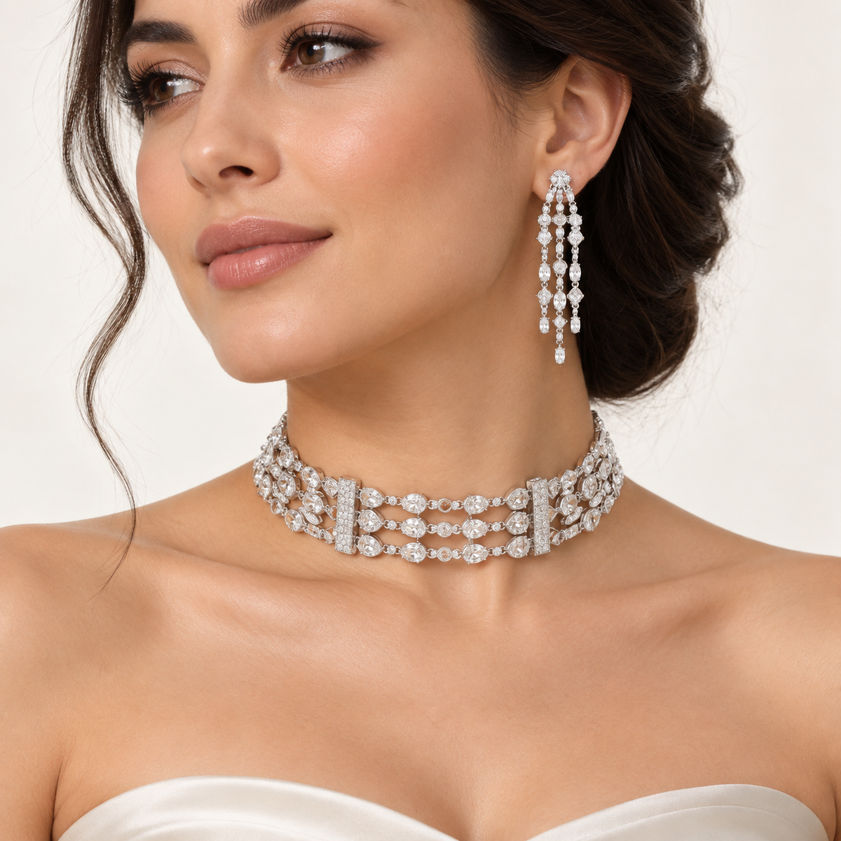 Crystal Rectangle Choker Set – Anaqa — model image