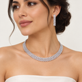 Crystal Crescent Necklace Set – Anaqa — model image