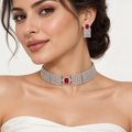 Ruby Accent Choker Set – Anaqa — model image