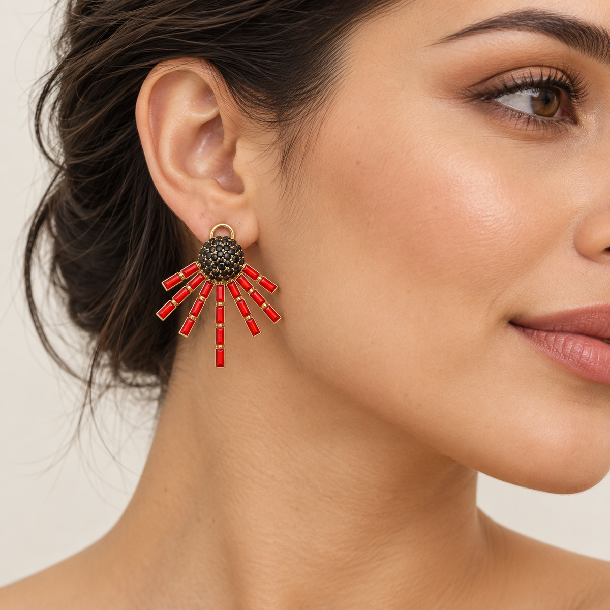 Ruby Fan Earrings – Anaqa — model image