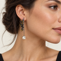 Black Crystal Drop Earrings – Anaqa — model image