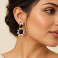 Blue Frame Drop Earrings – Anaqa — model image